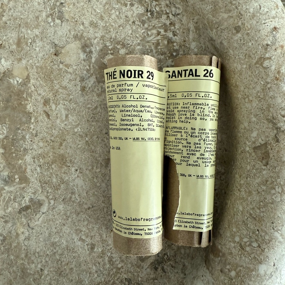 Le Labo Thé Noir 29 and Santal 26 Sample Set